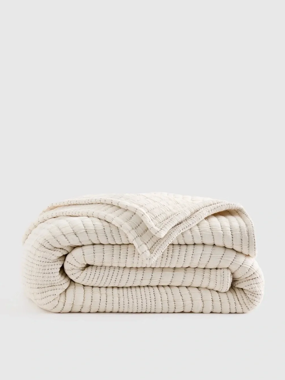 Quince Organic Cotton Channel Stitch Coverlet, undyed Full/Queen